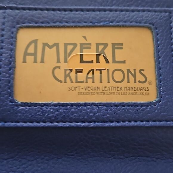 Ampere Creations Vegan Leather Clutch Purse Royal Blue & Gold - Picture 5 of 16
